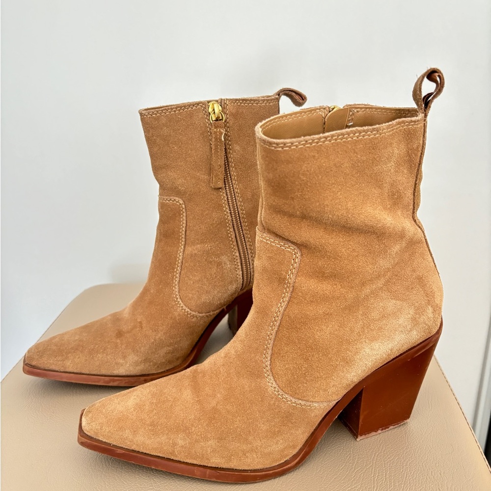 Mango Camel Suede Heeled Boots - Picture 4 of 6